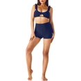 thumbnail image 3 of Ocean Blues Sexy Women's Swim Short Tummy Control Bathing Suit Bottoms High Waisted Board Shorts Boyshorts Tankini Swim Bottoms, 3 of 5