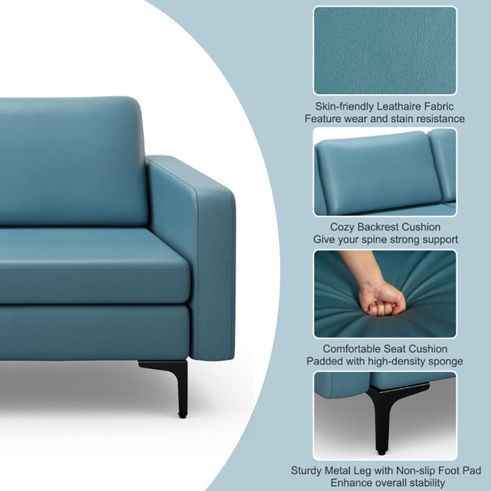 Finihen Sectional Sofa Couch, 3-Seat Sectional Sofa Couch with Armrest Magazine Pocket and Metal Leg, for Living Room, Bedroom, Blue Finihen Sectional Sofa Couch, 3-Seat Sectional Sofa Couch with Armrest Magazine Pocket and Metal Leg, for Living Room, Bedroom, Blue
