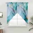 thumbnail image 5 of Turquoise Marble Kitchen Window Curtains, Swag Curtains Valance for Bedroom Living Room Bathroom, Abstract Green Modern Luxury Cracks Rod Pocket Window Treatment Curtain Block Drapes 2 Panels 28"x36", 5 of 9