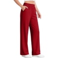 thumbnail image 6 of Plus Size Sweatpants for Women Wide Leg Sweatpants High Waist Pockets Loose Fit Casual Running Pants, Wine-XXXL, 6 of 8