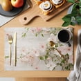 thumbnail image 2 of Placemat Set of 4 Green Leaf Placemats for Dining Table Pink Flower Vine Washable Table Mats for Kitchen and Party Decor Indoor & Outdoor Use, 2 of 8