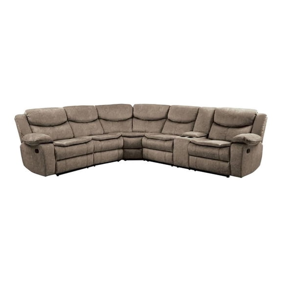 Lexicon Bastrop 3-Piece Traditional Wood & Fabric Sectional Set in Brown