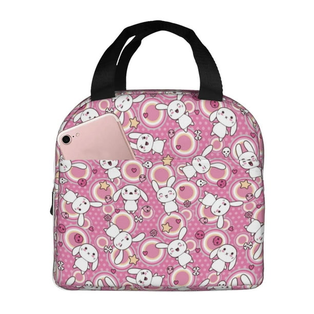 Easygdp Cute Rabbit Bolsa Térmica Premium - Tela Oxford Impermeable, Gran Capacidad, Bolsillo Frontal, Unisex para Trabajo, Escuela, Actividades al Aire Libre y Picnics