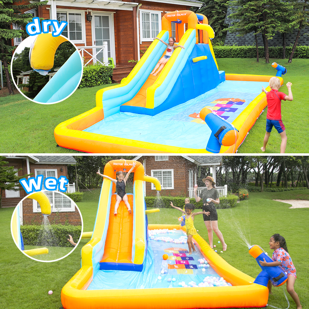 YouYeap Inflatable Water Slide Park Kids Splash Pool Bounce House with 450W Blower - image 4 of 12