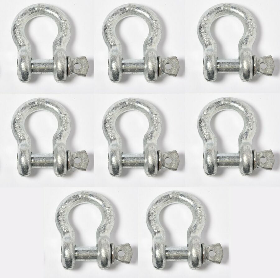 8x 3/8" Bow Shackle D-Ring w Clevis Screw Pin Anchor WLL 1 TON 2200 lbs capacity 