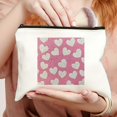 thumbnail image 2 of Pratyus Tote Bag Pink Love Cosmetic Bag with Hearts Pink White Design Travel Essentials for Women Friends, Lightweight Durable Zipper Closure White, 2 of 6