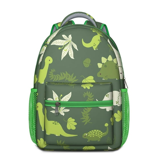 Forest Dino Print School Backpack – Cute Dinosaur Pattern Bookbag with Watercolor Nature and Funny Cartoon Design