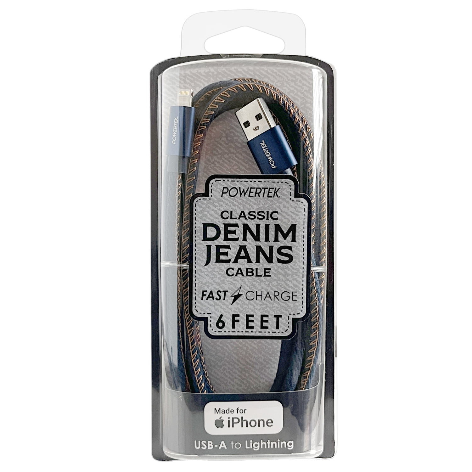 Liquipel Powertek 6' USB-A to Lightning Cable, Dark Blue