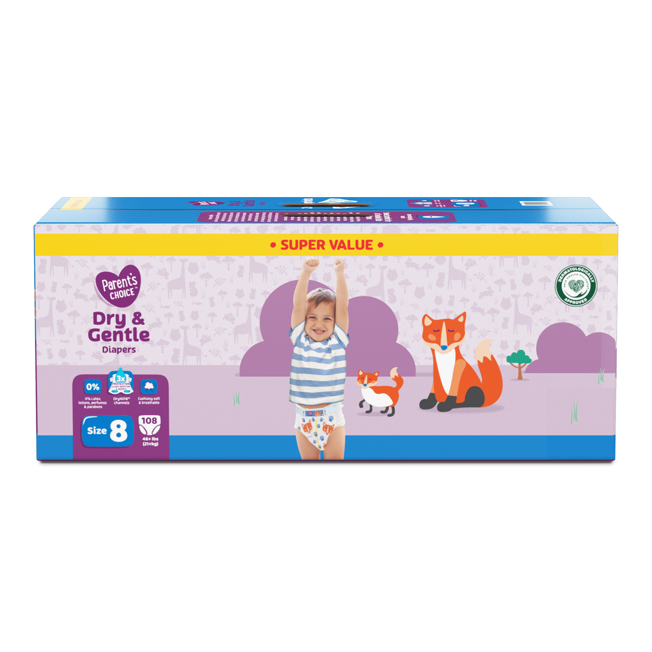 Parent's Choice Dry & Gentle Diapers Size 8, 108 Count (Select for More Options)