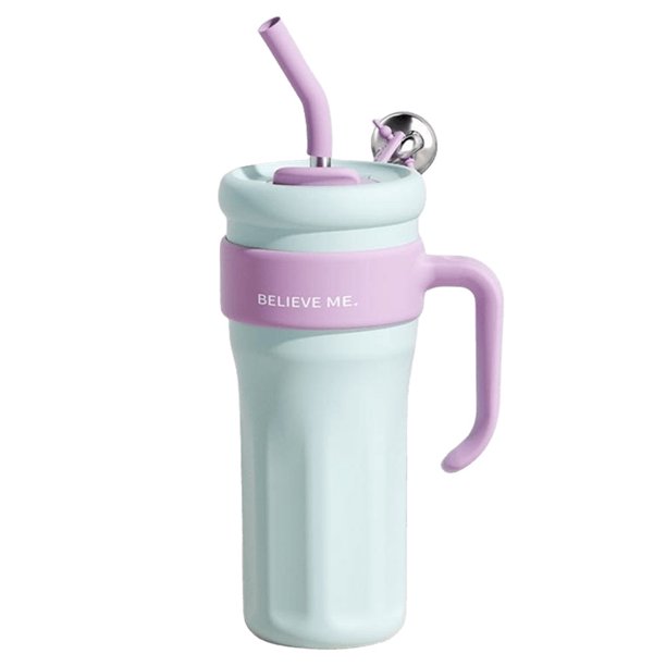 Taza aislante de acero inoxidable de 1,25 l con asa y pajita para gimnasio Fitness (azul)