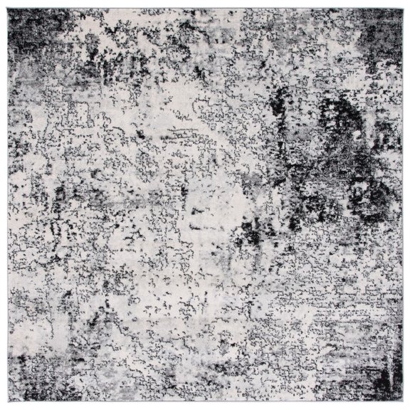 SAFAVIEH Tulum Ainsley Traditional Area Rug, 6'7" x 6'7" Square, Ivory/Black