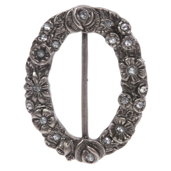 2" (50 mm) Oval Rhinestone Flower Center Bar Prongless Belt Buckle