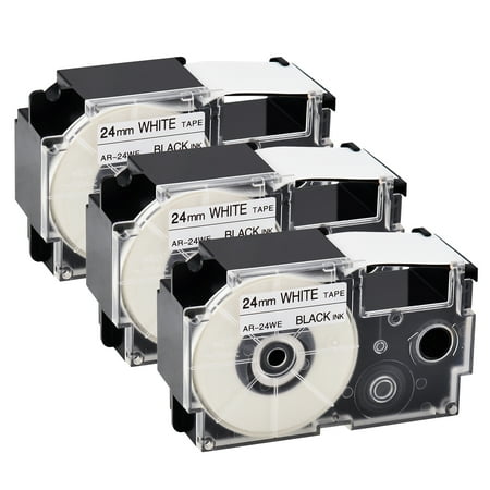 GREENCYCLE 3 Pack Compatible for Casio XR-24WE XR-24WE2S Black on White Label Tape for CW-L300 KL-820 KL-8100 KL-8200 KL-C500 KL-G2 EZ Label Printer 24mm 1 Inch x 8m 26.2Feet GREENCYCLE 3 Pack Compatible for Casio XR-24WE XR-24WE2S Black on White Label Tape for CW-L300 KL-820 KL-8100 KL-8200 KL-C500 KL-G2 EZ Label Printer 24mm 1 Inch x 8m 26.2Feet
