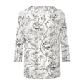 thumbnail image 5 of YUGYXL Women's Casual 3/4 Sleeve T-Shirts Round Neck Cute Floral Printed Tunic Tops Basic Tees Business Work Blouses N Multicolor M, 5 of 5