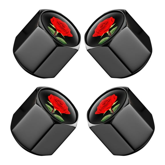 Hemoton 4pcs Cute Red Rose Car Tires Valve Stem Caps Aluminum Alloy Wheel Valve Covers Tires Air Caps Universal For Suv Trucks Motorcycles Bikes