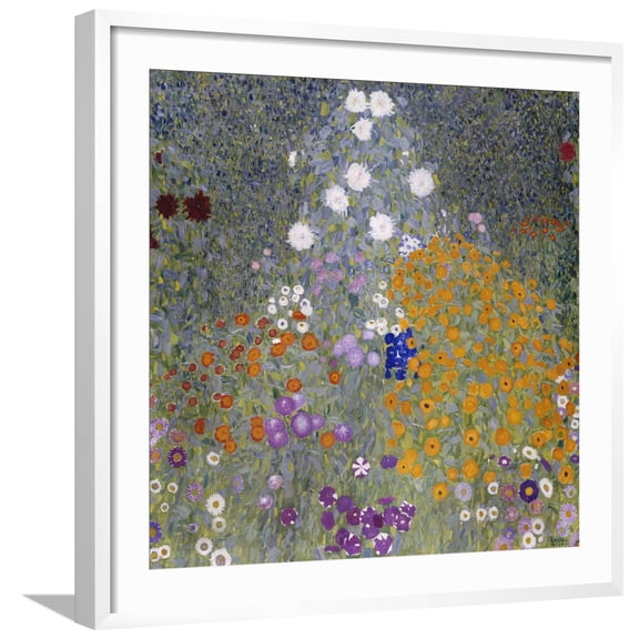 Art.com Flower Garden (Bauerngarten). 1905-07 Giclee Print by Gustav Klimt, White Frame Wall Art, 29" x 29"
