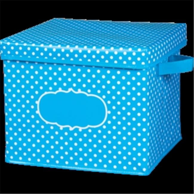 Aqua Polka Dots Storage Box BIN with LID