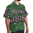 thumbnail image 2 of Christmas Font Men's Hawaiian Poplin Casual Printed Button Down Short Summer Beach Shirts, Unisex, 2 of 6