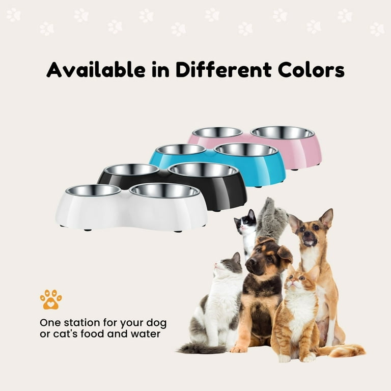 Azwraith Double Dog Cat Bowls, Pet Water and Food Bowl Set with Automatic  Water Dispenser Bottle Detachable Stainless Steel Bowl for Small Dogs and  Cats Kitten Puppy Rabbit Bunny Pink