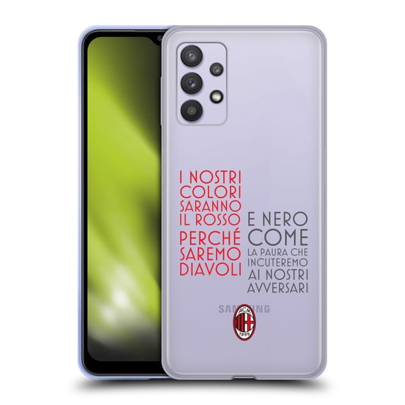 Head Case Designs Officially Licensed AC Milan Adults Text Soft Gel Case Compatible with Samsung Galaxy A32 5G / M32 5G (2021)