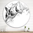thumbnail image 2 of Designart 'Pigeons Sitting On The Tree Branch' Traditional Circle Metal Wall Art 36x36 - Disc of 36, 2 of 5