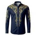 thumbnail image 3 of GJSYRH Western Shirts for Men Casual Retro Printed Cowboy Shirts Long Sleeve Slim Fit Button Down Shirt Outfits Navy M, 3 of 3