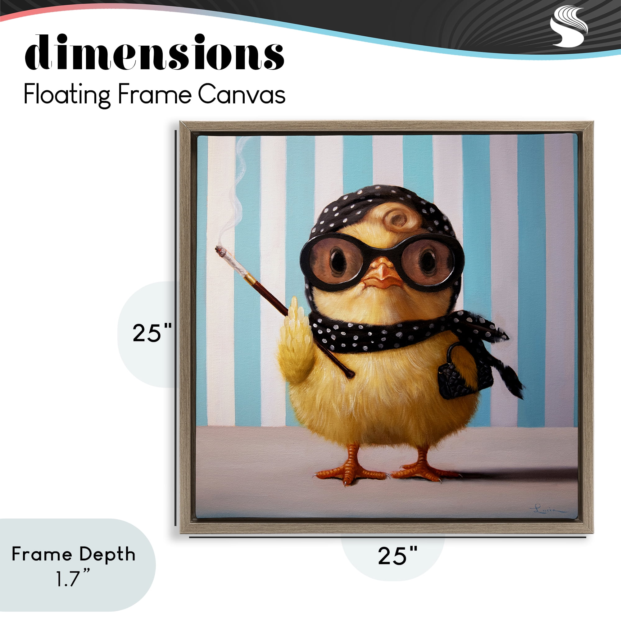 Stupell Industries Audrey Henburn Famous Chick Brown Framed Floater Canvas Wall Art, design by Lucia Heffernan