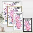 thumbnail image 4 of Designart 'Pink Retro Flowers With Blue Leaves On White' Traditional Framed Canvas Wall Art Print, 4 of 5