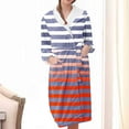 thumbnail image 2 of XuJwPNcy Womens Hooded Plush Robes Striped Printed Bathrobes with Belt Soft Warm Long Bathrobe with Pockets, 2 of 3