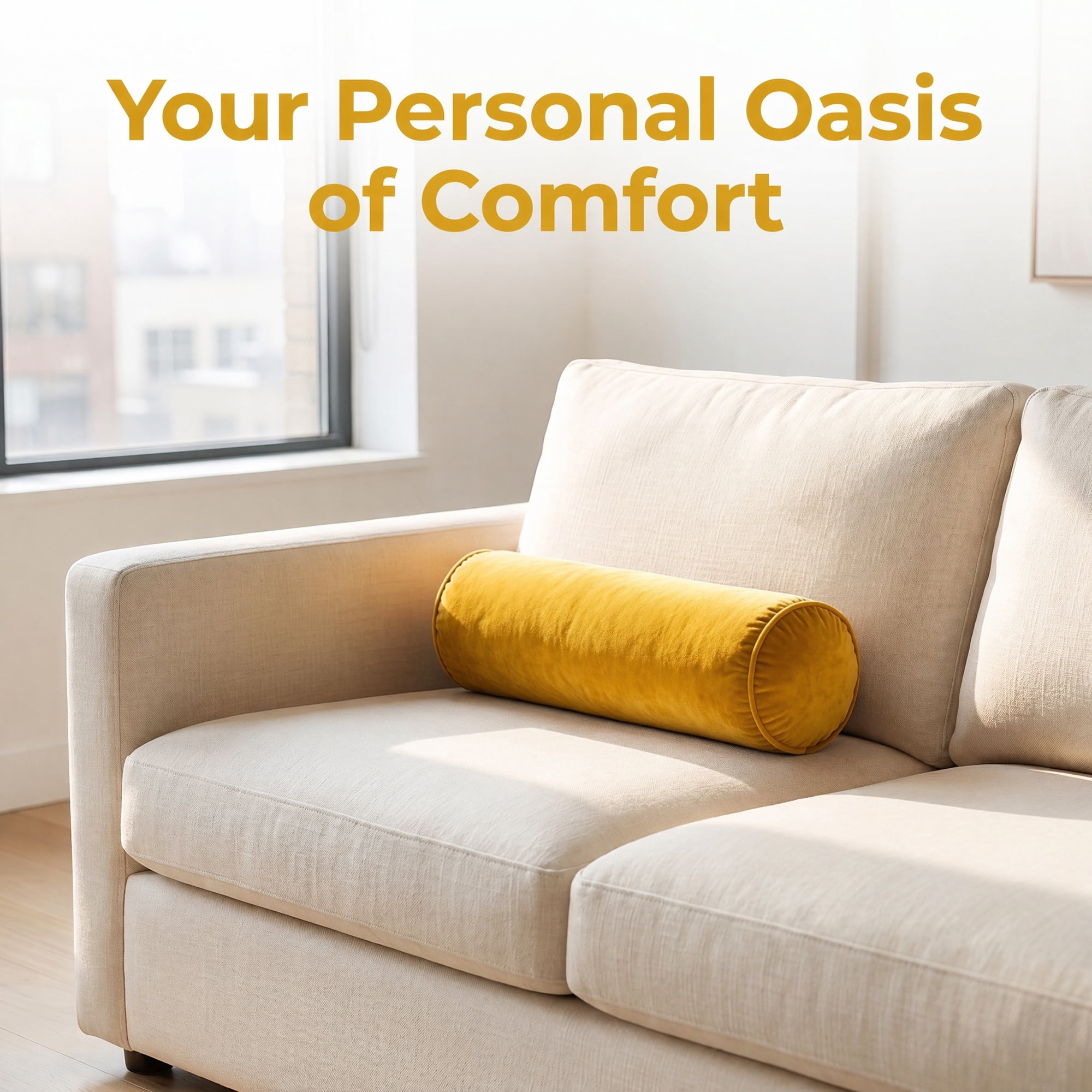 Unique Bargains Lumbar Support Wool Pillow for Back Support Ginger Yellow 19.7"x6.7"