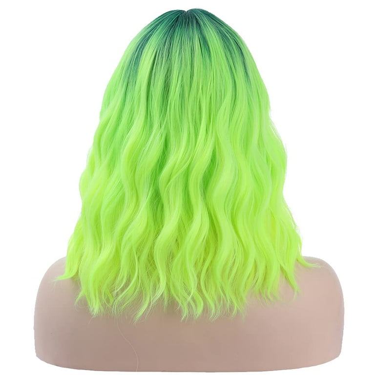 RightOn Green Wig Neno Green Wig for Women Short Curly Wig Green Wig with Bangs Ombre Green Wig Lime Green Synthetic Wigs with Wig Cap Walmart