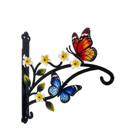 Rust-Proof Hanging Basket Bracket, Versatile Wall Mounted Plant Brackets with Butterfly Design, Durable Outdoor Hanging Brackets for Fence Planters