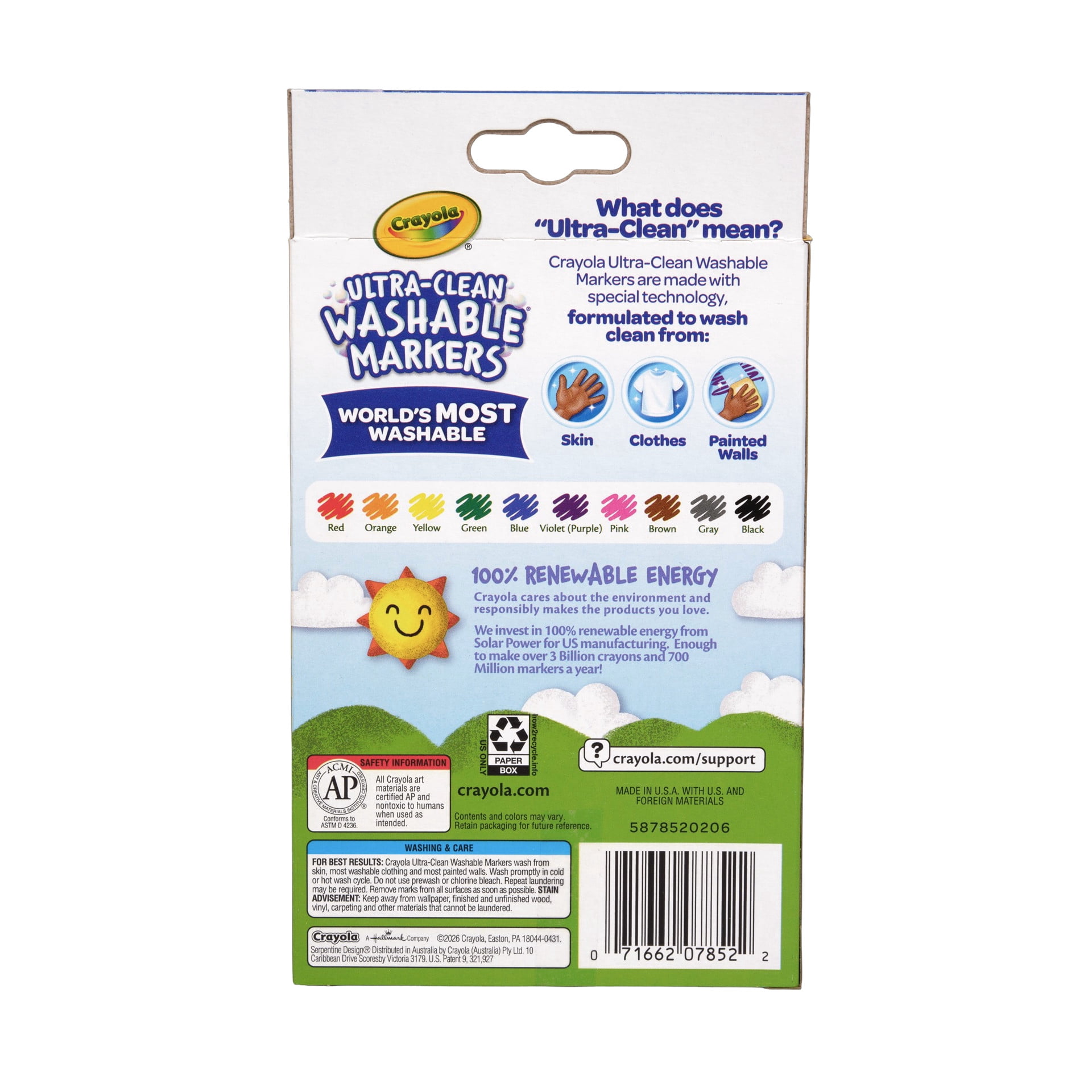 Crayola Ultra-Clean Washable Markers, Fine Line, 10 Ct, School Supplies for Kids and Teachers, Classroom Must Have, Gifts