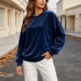 thumbnail image 2 of Enjoytime Crewneck Sweatshirts Women Long Sleeve Velvet Pullover Tops Solid Trendy Casual Soft Oversized Sweatshirt, 2 of 8