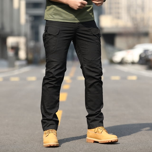 Men's Cargo Utility Overalls Pants for Outdoor Workwear Elastic Waist Loose Fit Spring Autumn