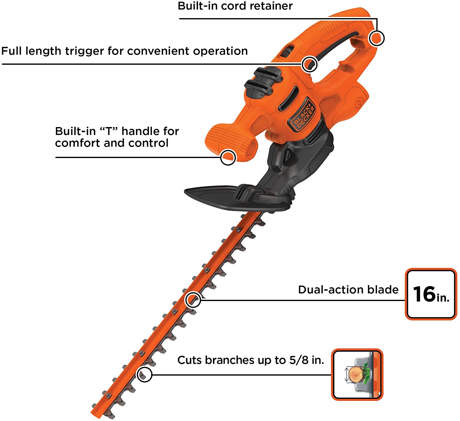 black & decker 16 inch hedge trimmer