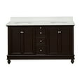 thumbnail image 4 of KBC Bella 60" Solid Wood Double Bathroom Vanity w/ Quartz Stone in Chocolate, 4 of 8