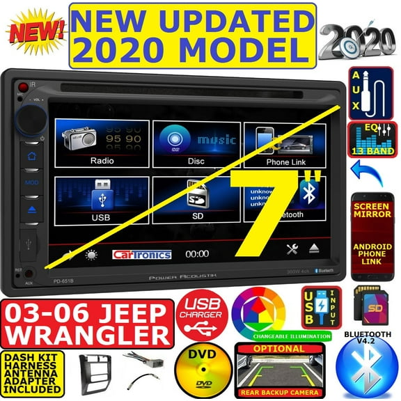03 04 05 06 JEEP WRANGLER TJ BLUETOOTH BT CD DVD USB  Radio Stereo