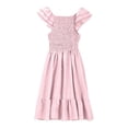 thumbnail image 6 of Gelikeya Girls 2026 Summer Dresses Smocked Flutter Sleeve A-Line Swing Casual Party Dresses Size 3-14 Years Z01 Pink, 5-6 Years, 6 of 6