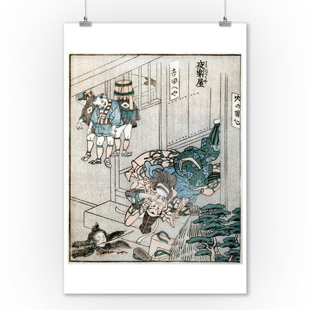 Puppets Come to Life Japanese Wood-Cut Print (9x12 Art Print, Wall Decor Travel