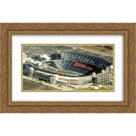 Gillette Stadium Framed - Gillette Stadium 2x Matted 24x18 Gold Ornate Framed Art Print from the Stadium Series