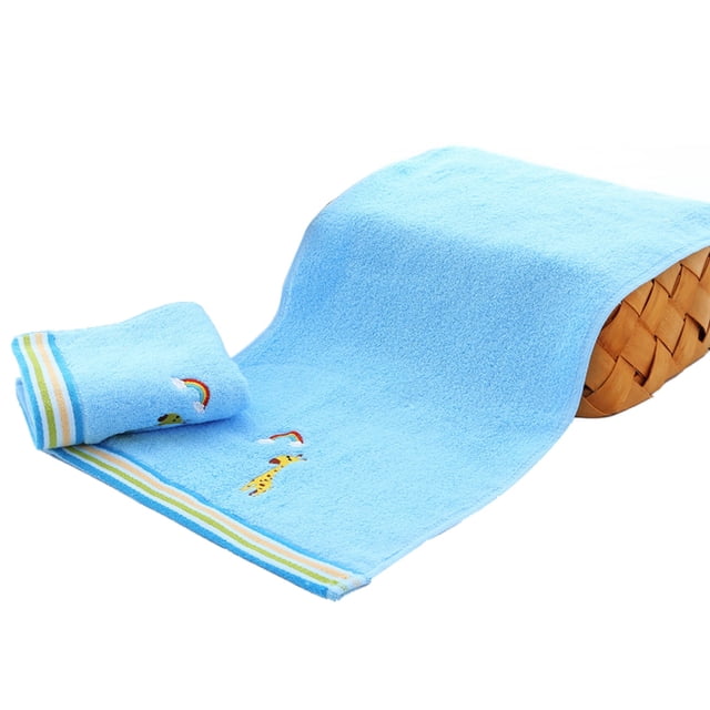 Bath Towel Super Absorbent Soft Cartoon Embroidery Hand Towel Washcloth for Kids