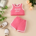 thumbnail image 2 of TAIAOJING Toddler Baby Girls Summer Outfits Tank Shorts Set Mama's Girl Letter Striped Sleeveless Top And Pants Two Piece Set For 2-3 Years, 2 of 4