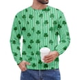 thumbnail image 4 of Dwelliawo St.patrick's Waffle Long Sleeve T Shirt Men Graphic Long Sleeve Waffle Knit Tees Loose Fit St Patricks Day Irish Clover Celtic Cross Flag Print Shirts Round Neck Outfit Army Green S, 4 of 6