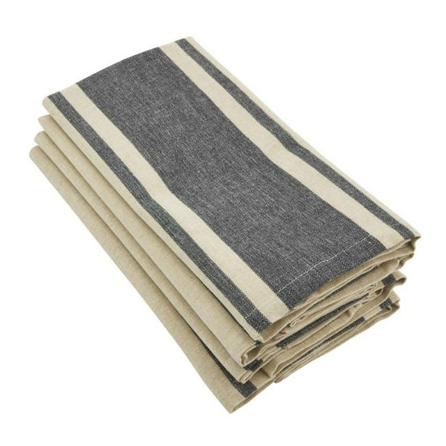 SARO 3011.N20S Cotton Table Napkins with Banded Design Natural - Set of 4