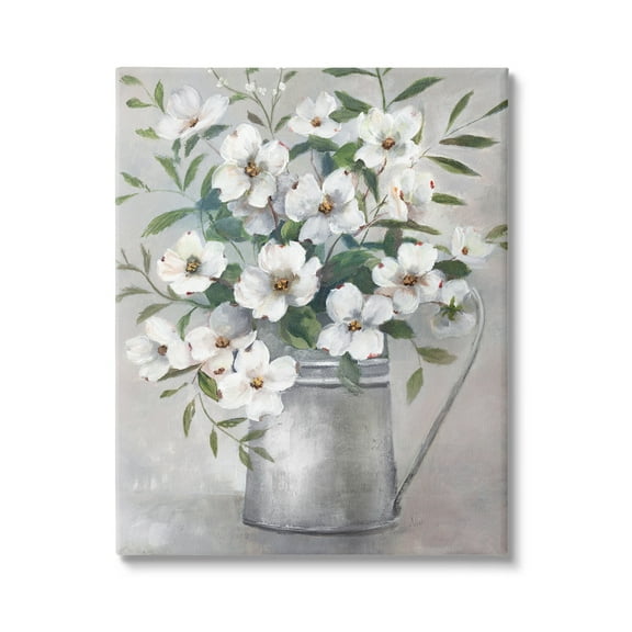 Stupell Industries Farmhouse Dogwood Floral Garden Botanical & Floral Painting Gallery Wrapped Canvas Print Wall Art