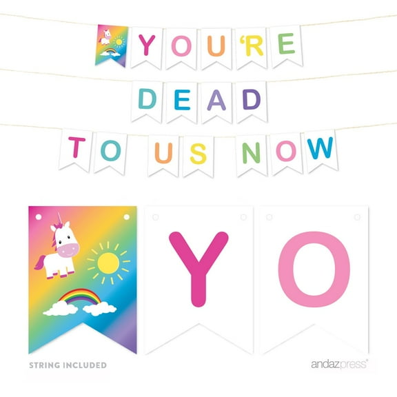 Funny Farewell Retirement Party Decorations, You're Dead to Us Now, Hanging Pennant Paper Banner with String, 5-Feet