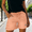 Orange, variant on LJEFF Womens Drawstring Denim Shorts with Pocket, Distressed Detail Casual Elastic Waist Rolled Cuff High Waist Summer Shorts Purple