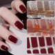 thumbnail image 3 of Pegatinas de envoltura de uñas de Gel semicurado, adhesivo florístico de colores puros, cubierta completa, pegatina impermeable de colores sólidos, manicura DIY, 14 puntas, 3 of 7