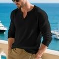 thumbnail image 4 of WTOBBY Men's Casual Long Sleeve Henley Shirt Three-Button Placket, Comfortable Solid Color, Fall and Winter T-Shirt for Daily Wear, Layering, and Relaxed Style,Black 3XL, 4 of 7
